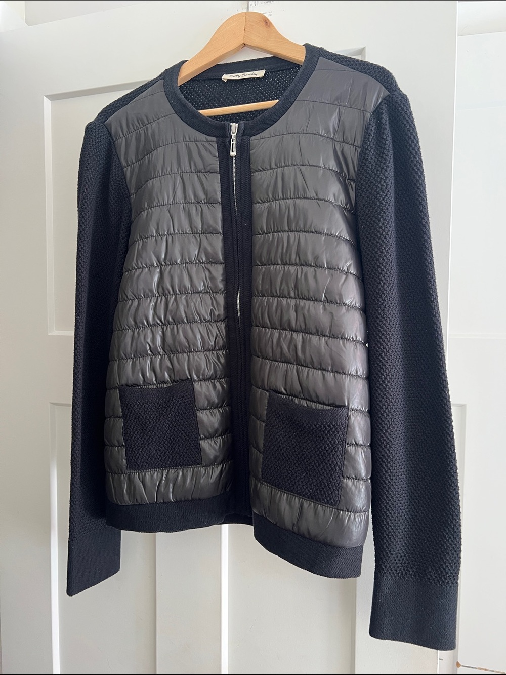 Quilted Knit Hybrid Jacket — Black